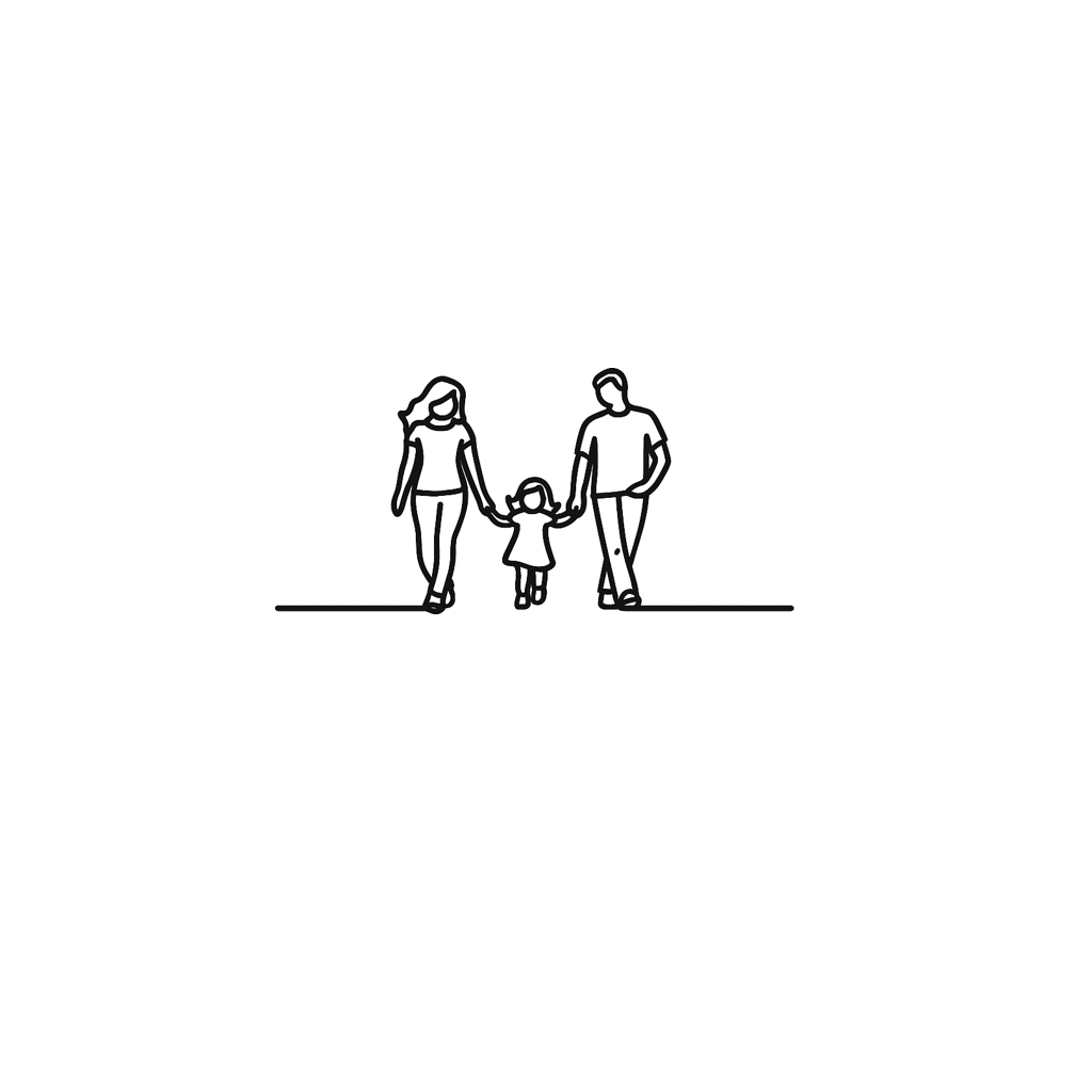 Ilustrasi keluarga berjalan bersama yang melambangkan laporan Mind Modes™ Keluarga yang dipersonalisasi.